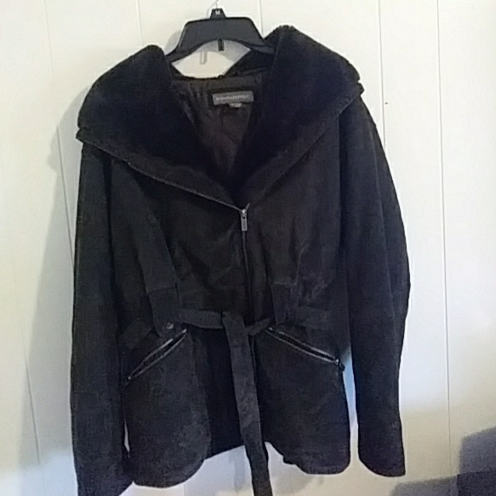 Hooded leather quilted inside jacket